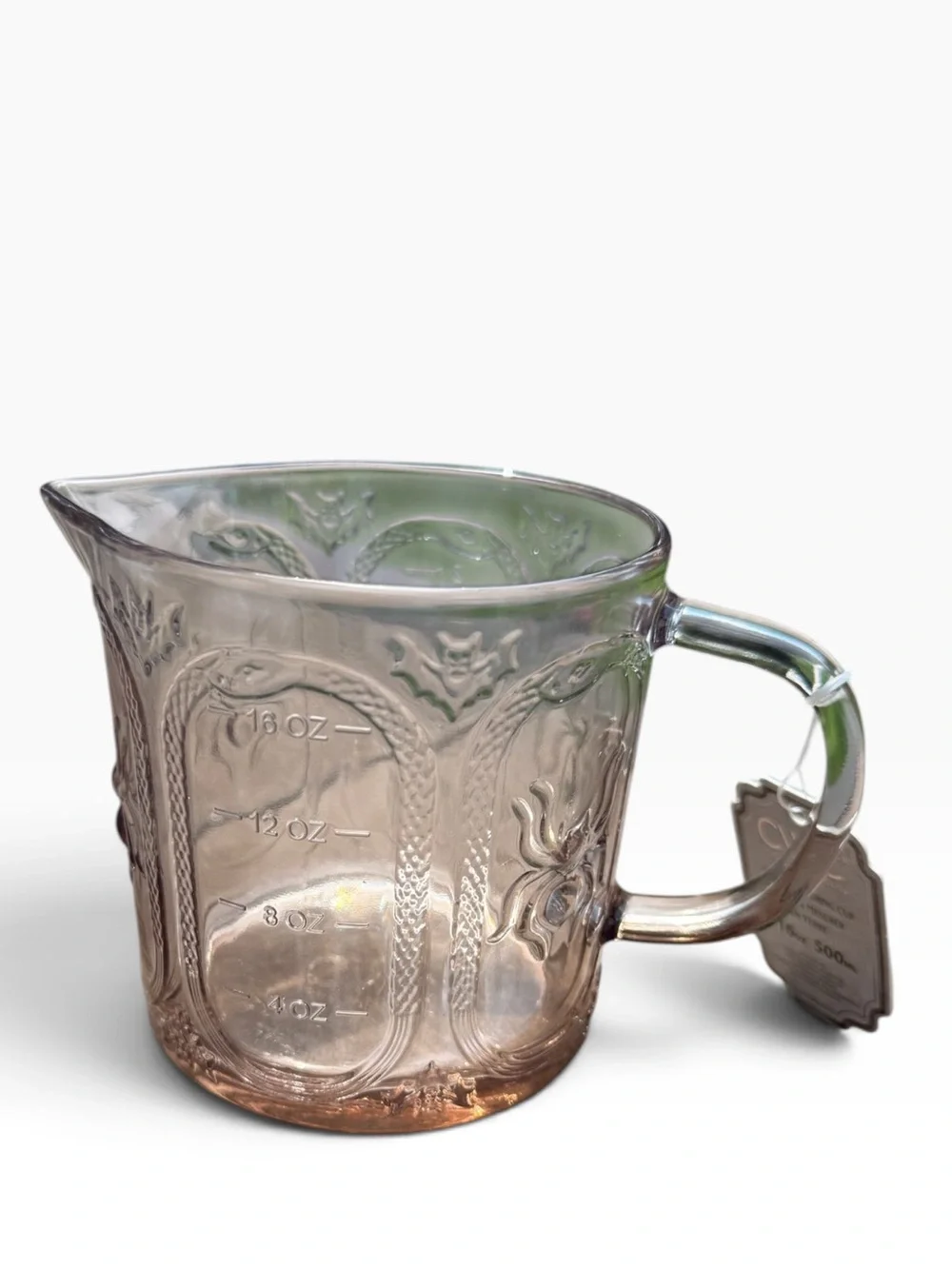 CWC Cook With Color Halloween Glass Measuring Cup 16oz Spider Snake Smokey Gray